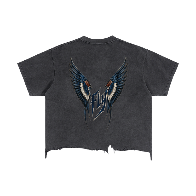 Young Fly Forever  Boxy Distressed Hem T-Shirt