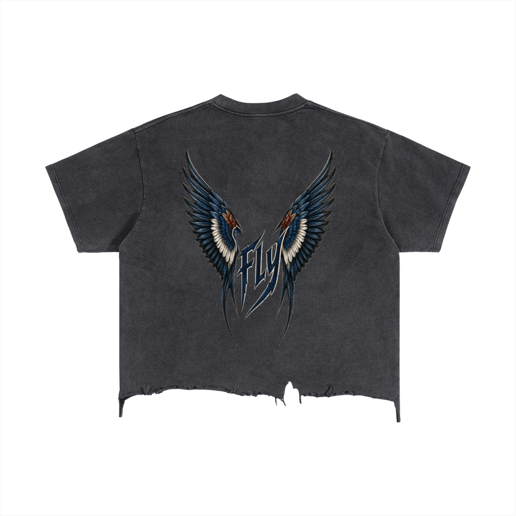 Young Fly Forever  Boxy Distressed Hem T-Shirt