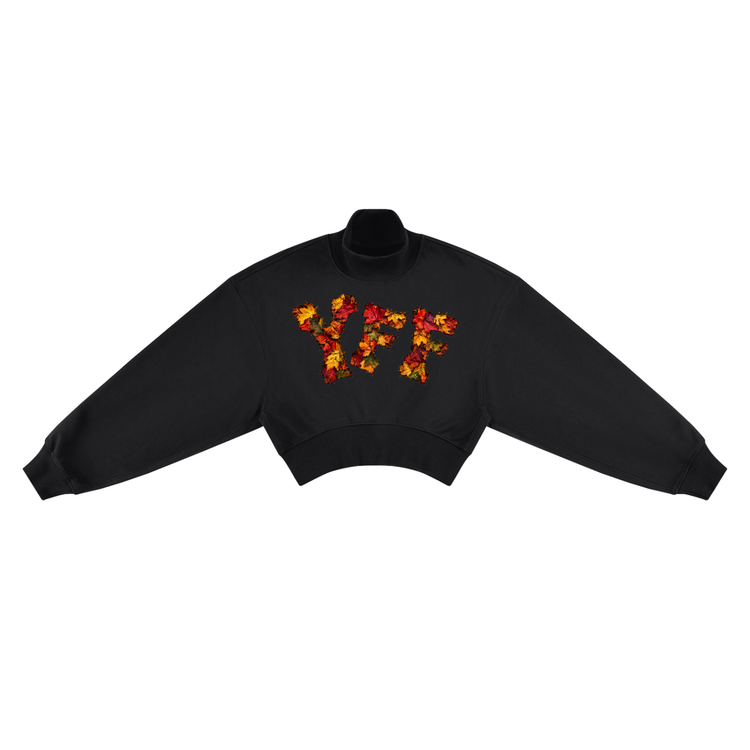 Women's Crop Mock Neck YFF leaves Sweatshirt