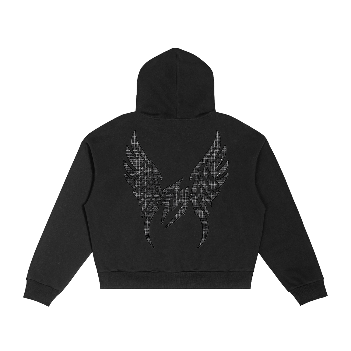 Contrast Plaid Boxy Zip-up "Fall Forever" Hoodie