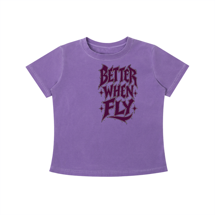 Vintage Wash Slim Fit “Fly Girls Only” T-shirt