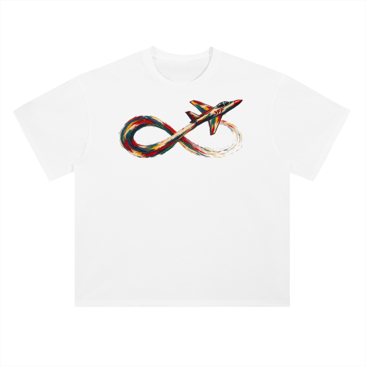 Heavyweight Drop Shoulder Cotton “infinity plane” T-Shirt