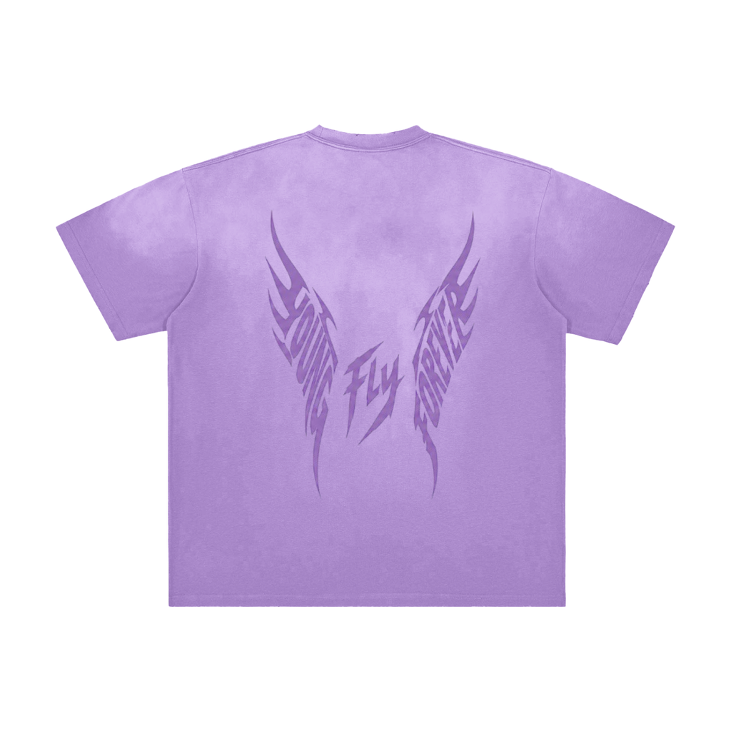 Vintage Washed Light Purple Young Fly Forever T-Shirt