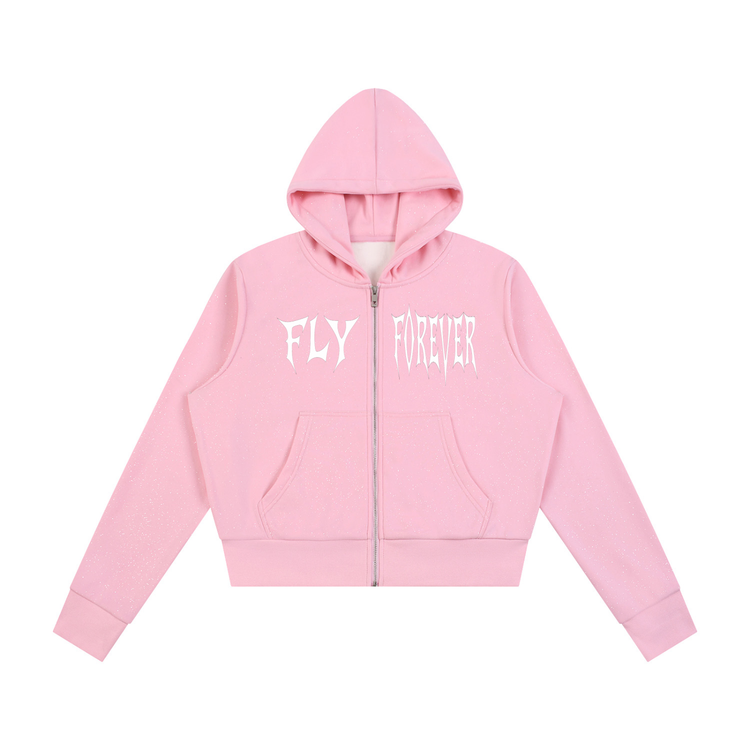 Women's Sparkles" Fly Forever" Fleece Zip-up Hoodie