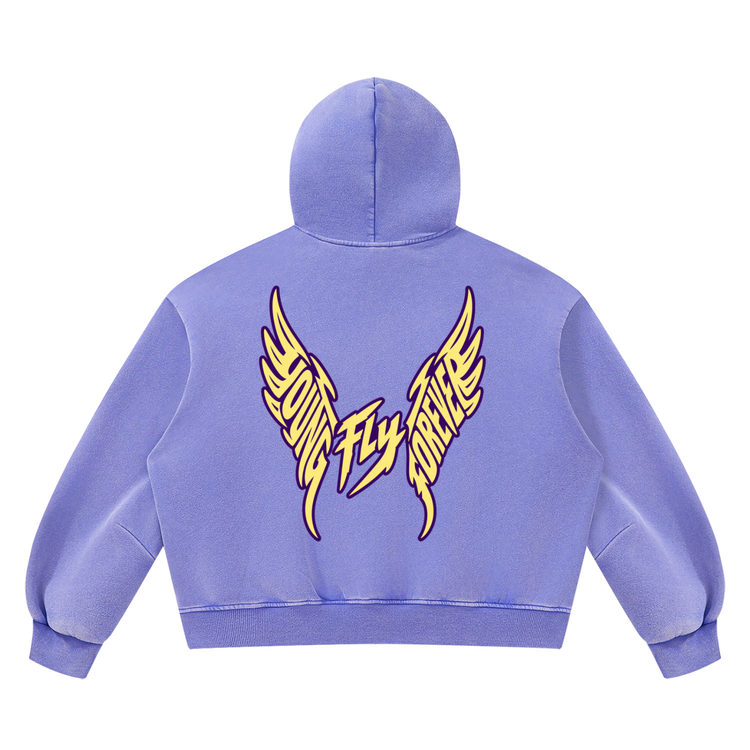 Unisex Vintage Wash Boxy "Fly Members Fleece Hoodie