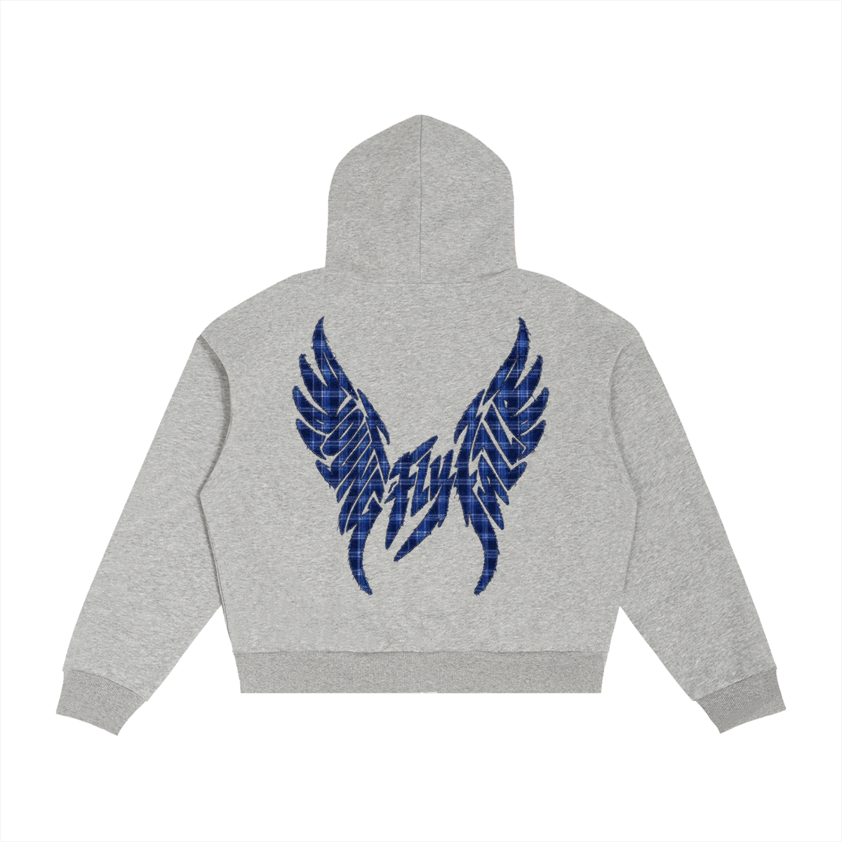 Contrast Plaid Boxy Zip-up "Fall Forever" Hoodie