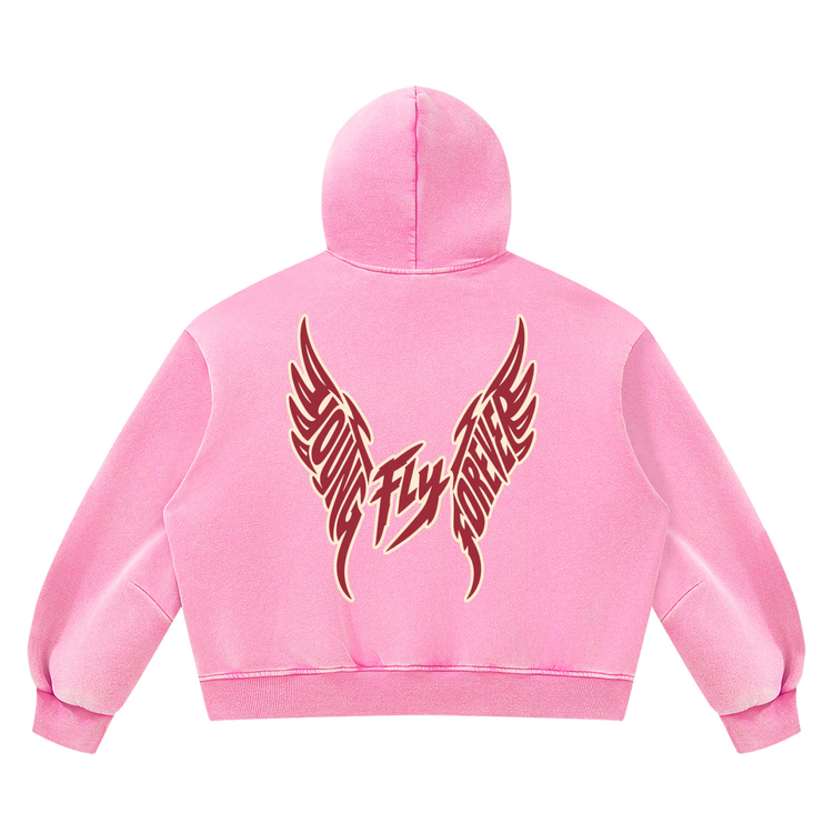 Unisex Vintage Wash Boxy "Fly Members Fleece Hoodie