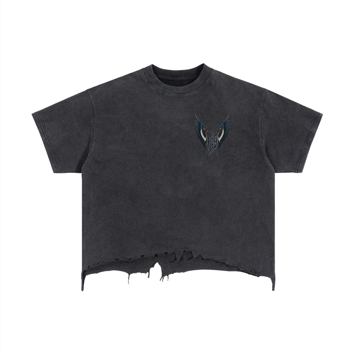 Young Fly Forever  Boxy Distressed Hem T-Shirt