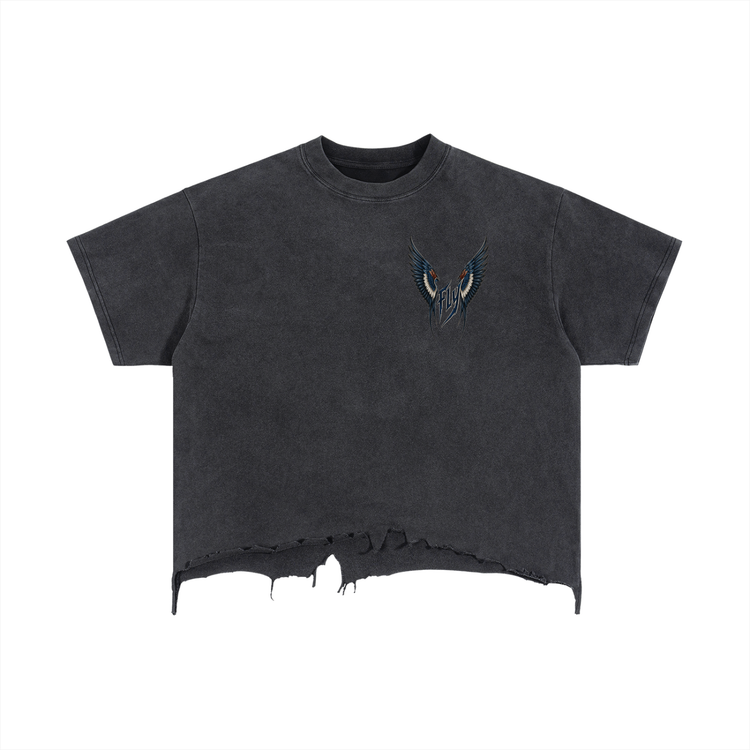 Young Fly Forever  Boxy Distressed Hem T-Shirt