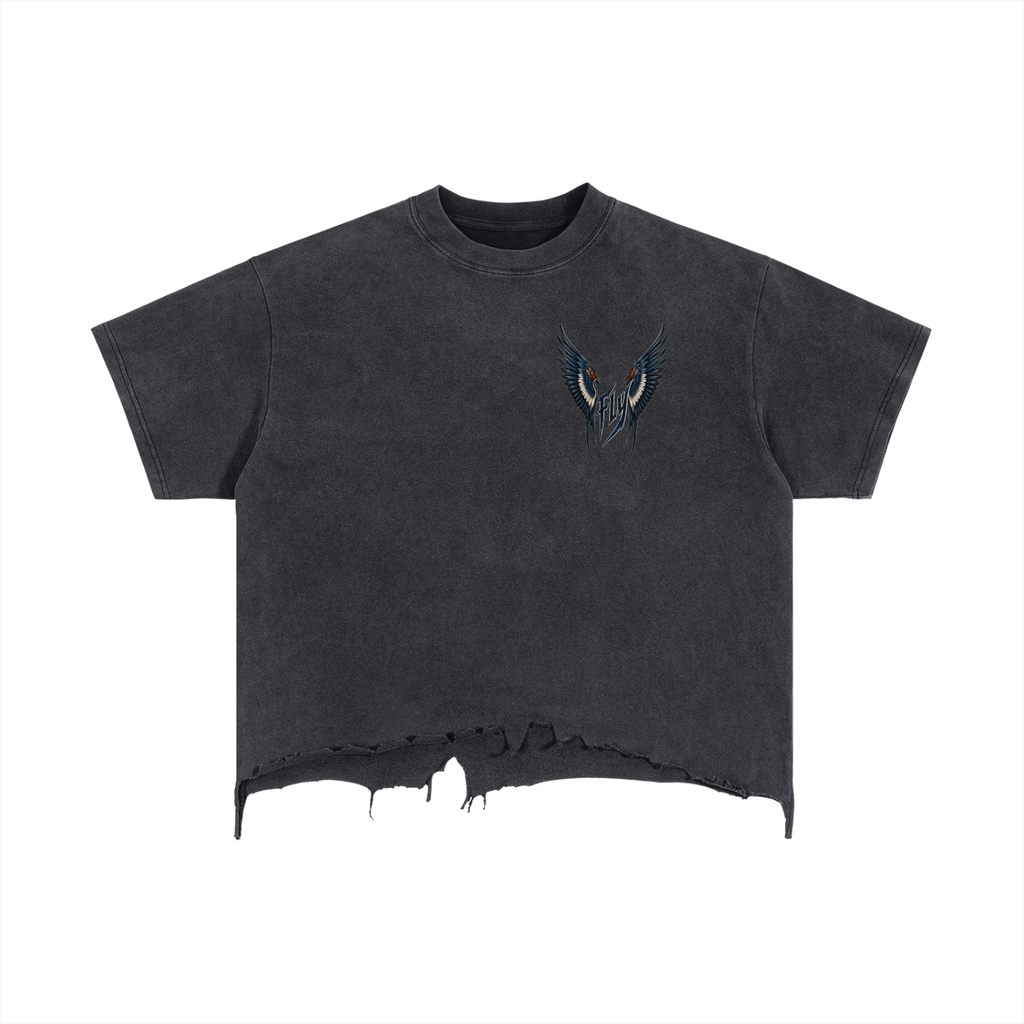 Young Fly Forever  Boxy Distressed Hem T-Shirt