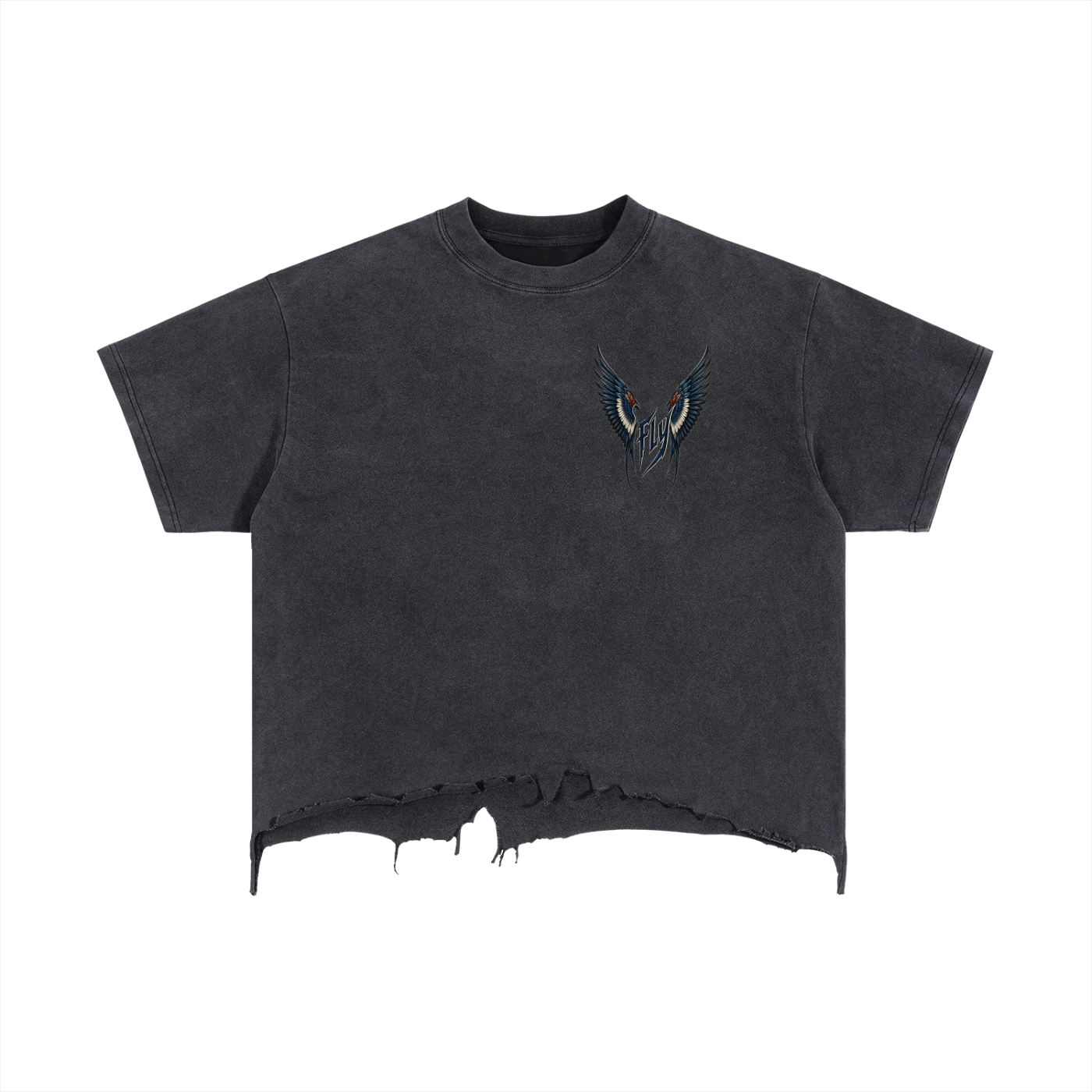 Young Fly Forever  Boxy Distressed Hem T-Shirt