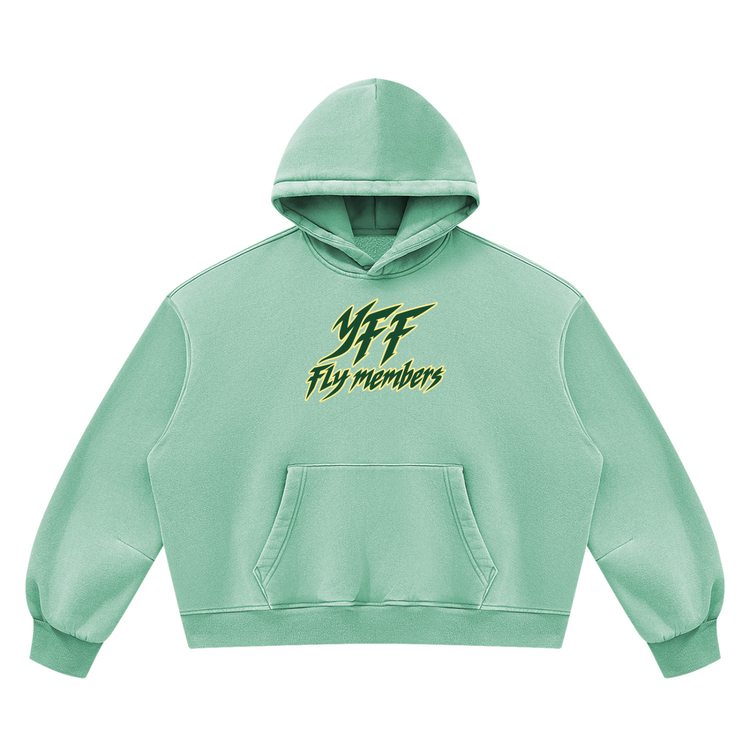 Unisex Vintage Wash Boxy "Fly Members" Fleece Hoodie