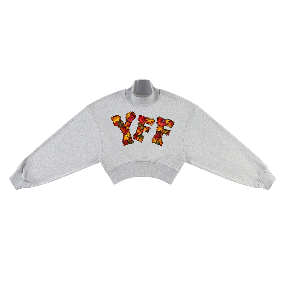 Women's Crop Mock Neck YFF leaves Sweatshirt