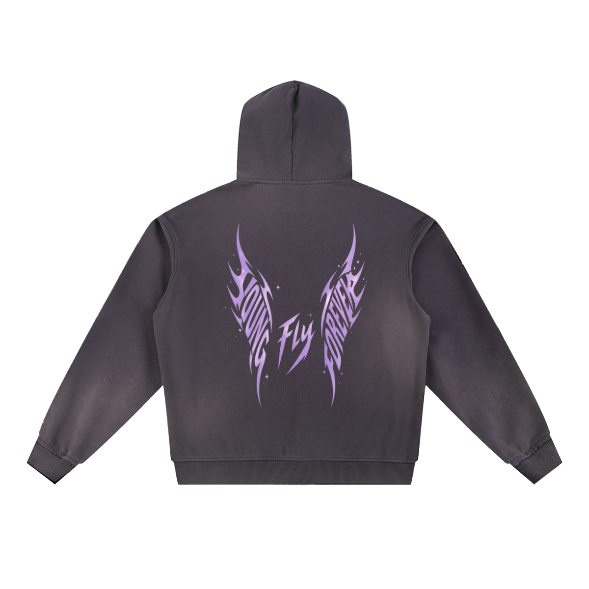 Sun Fade Dark Purple Young Fly Forever Fleece Hoodie
