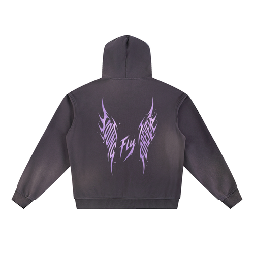 Sun Fade Dark Purple Young Fly Forever Fleece Hoodie