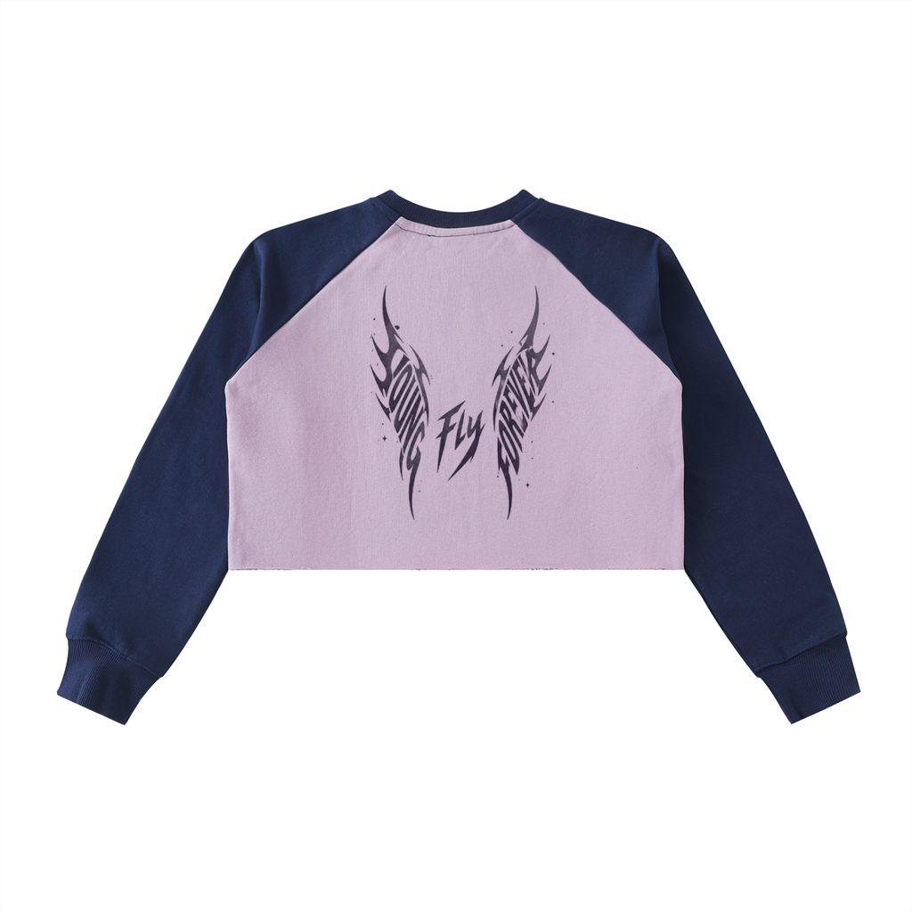 Purple Young Fly Forever Crop Sweatshirt