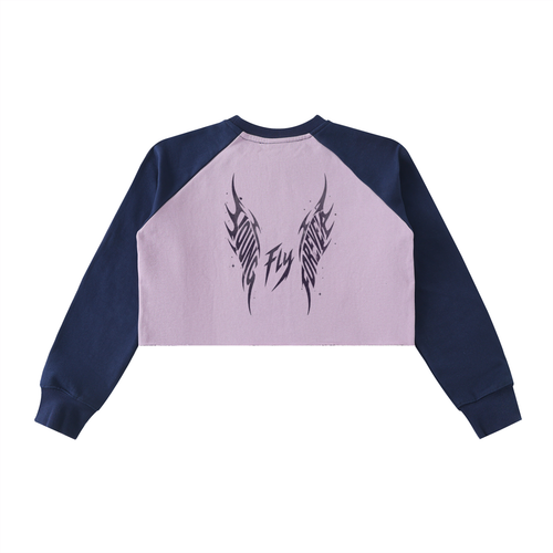Purple Young Fly Forever Crop Sweatshirt