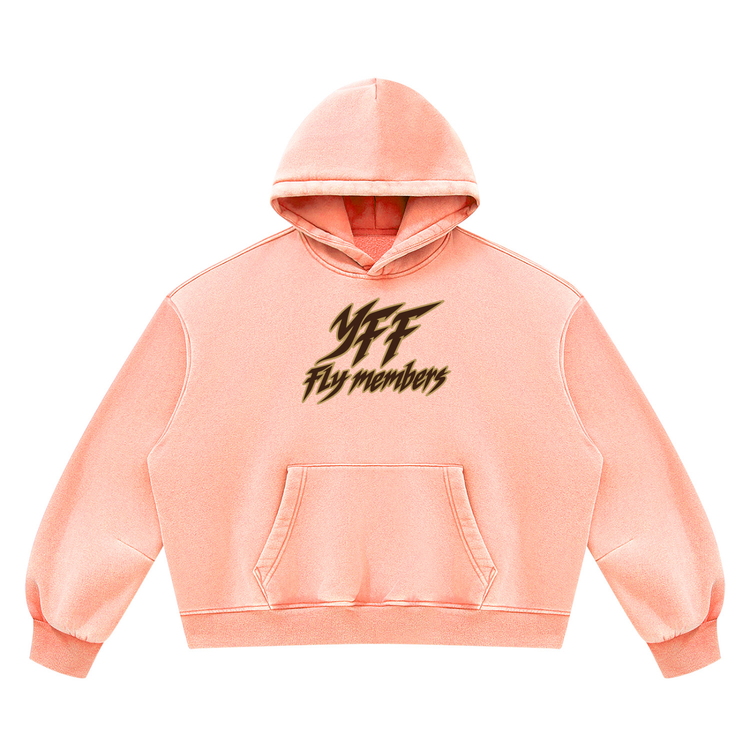 Unisex Vintage Wash Boxy "Fly Members Fleece Hoodie