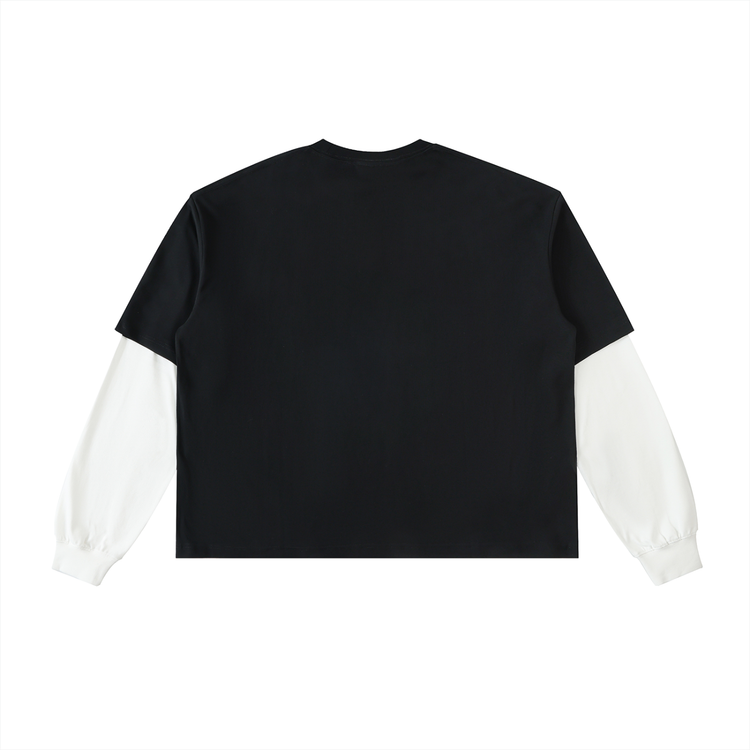 Layered Contrast Sleeve "YFF smoke" T-Shirt