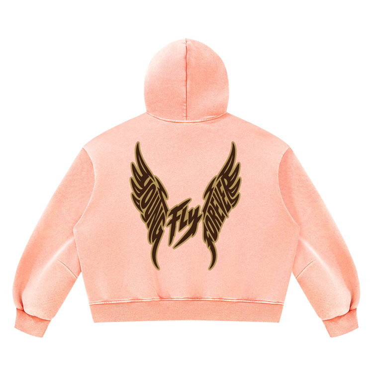 Unisex Vintage Wash Boxy "Fly Members Fleece Hoodie