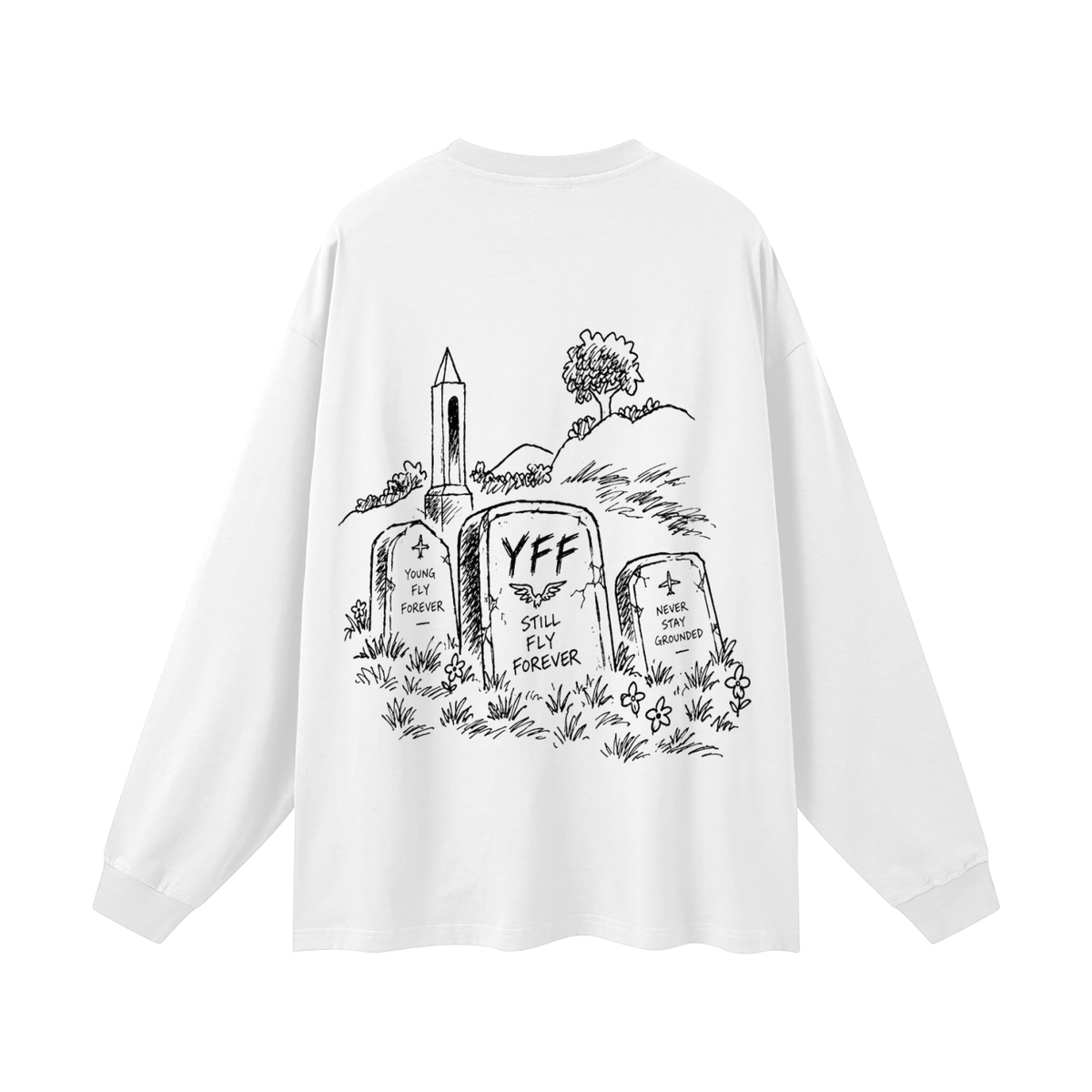 Oversized Unisex Long Sleeve YFF GRAVES T-Shirt