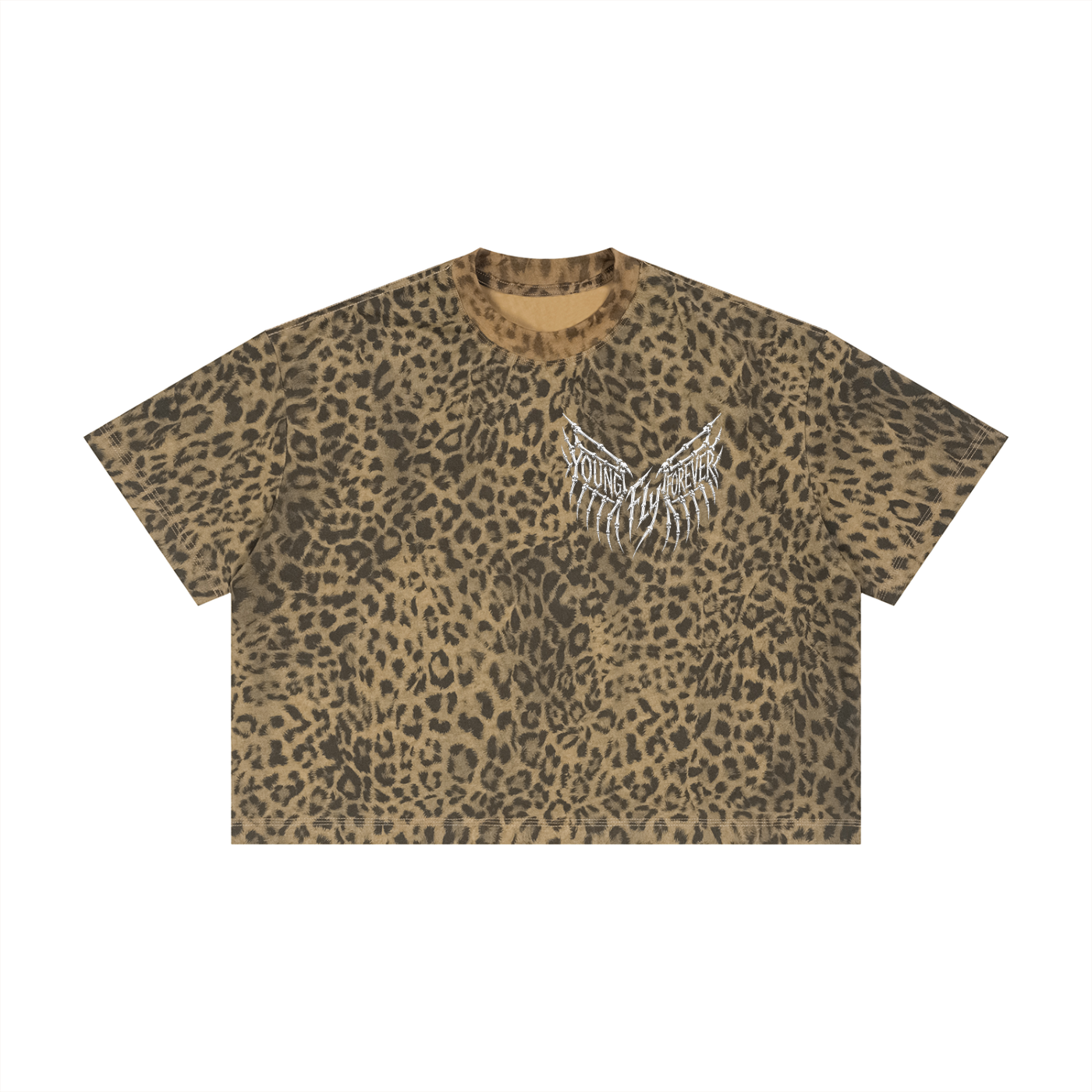 Unisex Leopard Young Fly Forever Boxy T-Shirt
