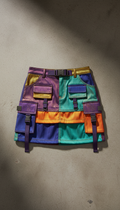 Baggy Cargo Pants with Holographic Straps