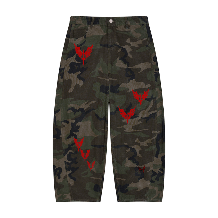 Men’s Camo Barrel Leg Cargo "Fly saint" Pants